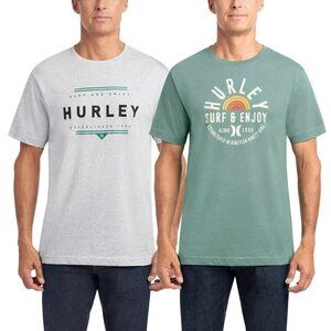 NEW Hurley Men's XL 2-Pack Classic Tee Green & Gray Cotton